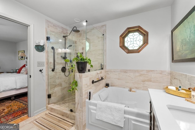 511 Oakdale Rd, Canton, GA 30114 - bathroom featuring a stall shower, ensuite bathroom, vanity, and a bath