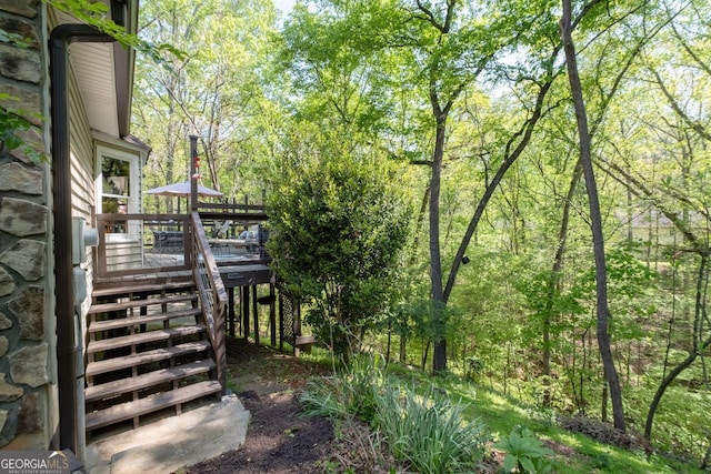 511 Oakdale Rd, Canton, GA 30114 - view of yard with stairway and a wooden deck