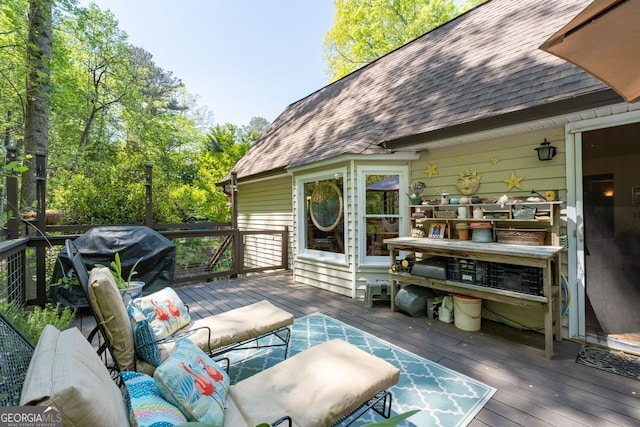 511 Oakdale Rd, Canton, GA 30114 - wooden terrace with a grill