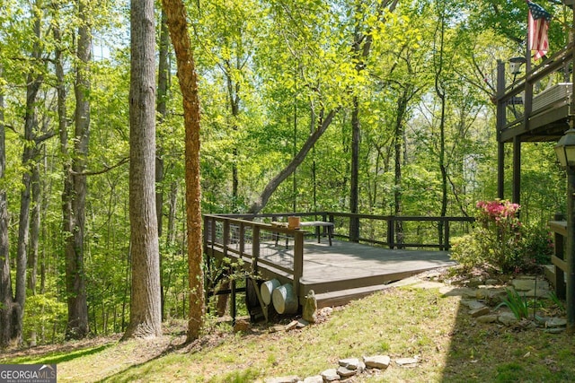 511 Oakdale Rd, Canton, GA 30114 - wooden deck with a view of trees