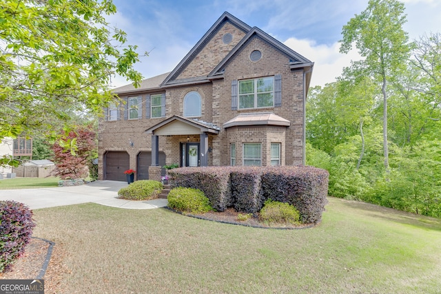 3097 Trinity Grove Dr, Dacula, GA 30019 - view of front of property featuring a front lawn, driveway, a garage, and brick siding