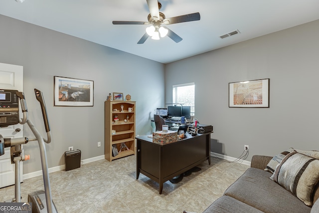 3097 Trinity Grove Dr, Dacula, GA 30019 - office space with baseboards, visible vents, and a ceiling fan