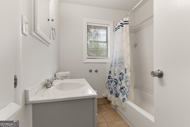 705 Oak Ln, Brunswick, GA 31523 - full bathroom with tile patterned flooring, shower / bath combo, and vanity