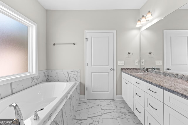 517 Lago Ct, Lagrange, GA 30241 - full bath with a bath, marble finish floor, baseboards, and vanity