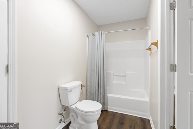 499 Old Deer Path Way, Cleveland, GA 30528 - bathroom featuring wood finished floors and shower / bathtub combination with curtain