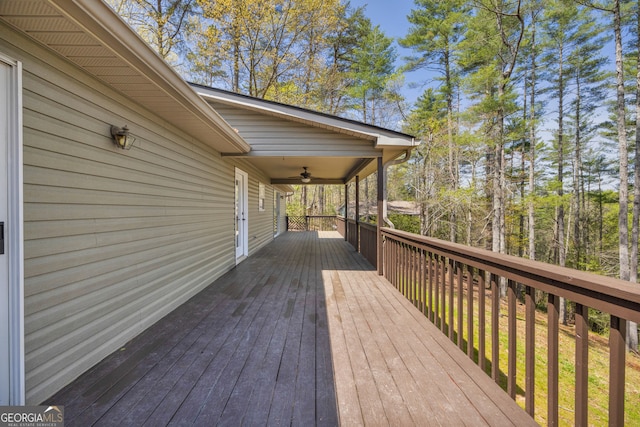 499 Old Deer Path Way, Cleveland, GA 30528 - wooden terrace featuring ceiling fan