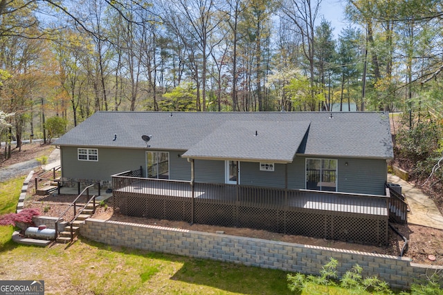 499 Old Deer Path Way, Cleveland, GA 30528 - rear view of house featuring a deck and a shingled roof