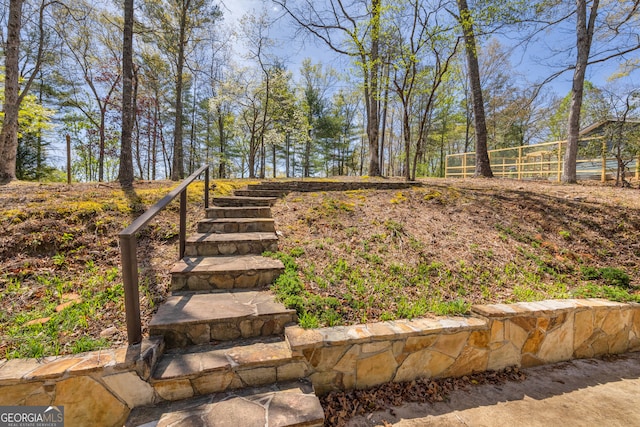 499 Old Deer Path Way, Cleveland, GA 30528 - view of yard with stairway and fence