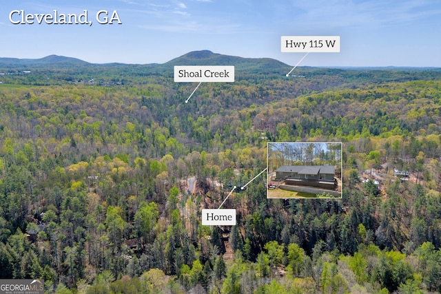 499 Old Deer Path Way, Cleveland, GA 30528 - birds eye view of property with a mountain view and a wooded view