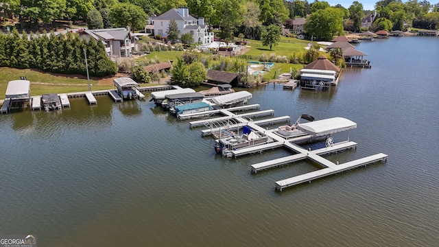 exterior space with a water view
