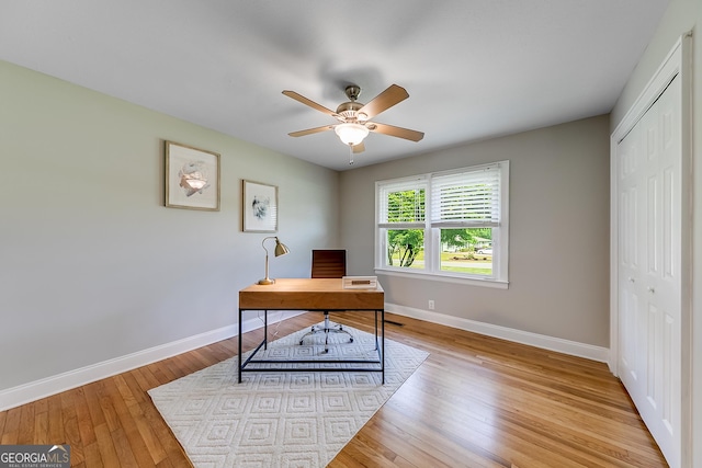 17 Spring Cir, Watkinsville, GA 30677 - office space featuring baseboards, ceiling fan, and light wood-style flooring