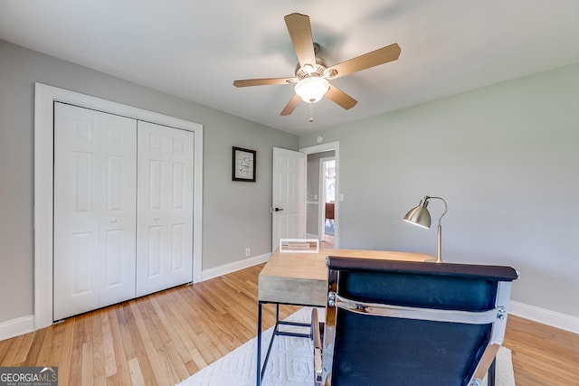 17 Spring Cir, Watkinsville, GA 30677 - office space featuring ceiling fan, light wood-style flooring, and baseboards