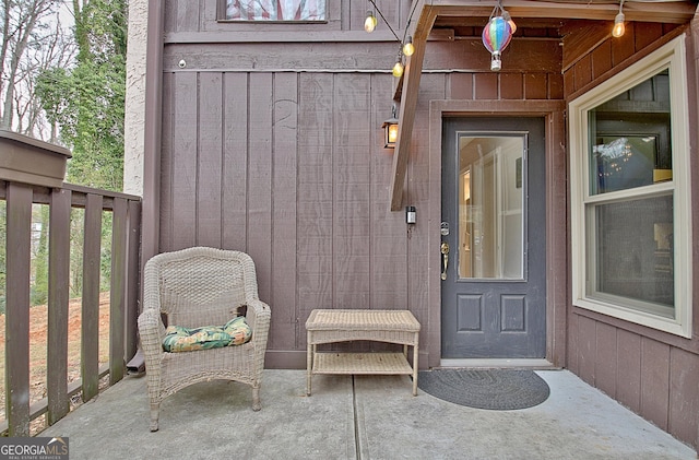 entrance to property with board and batten siding