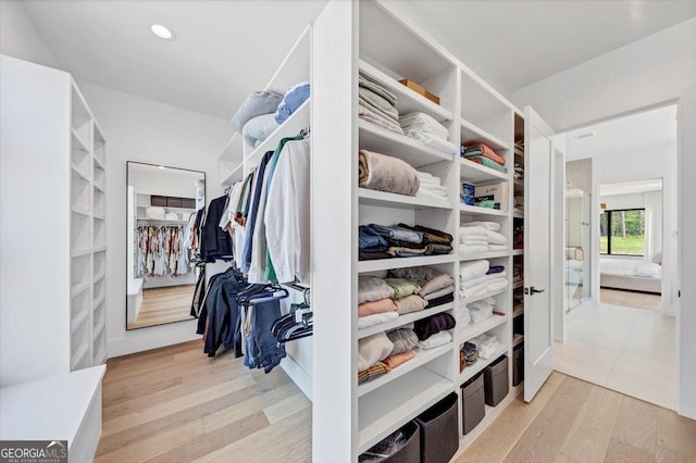 spacious closet featuring wood finished floors