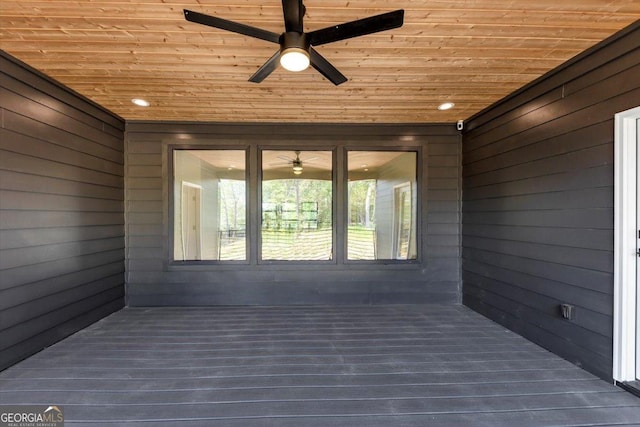 interior space with a ceiling fan