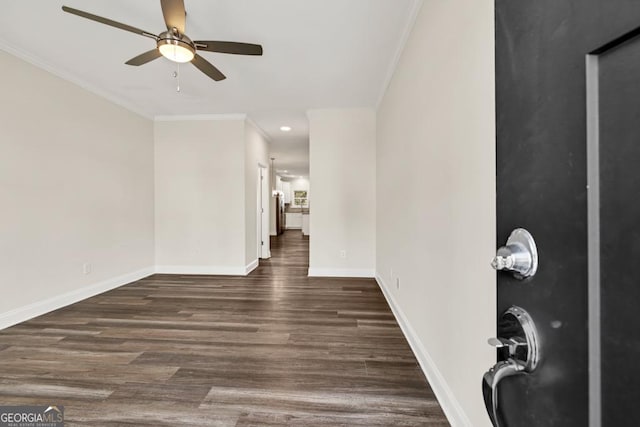 130 Magnolia Pl, Homer, GA 30547 - foyer with ornamental molding, a ceiling fan, dark wood finished floors, and recessed lighting