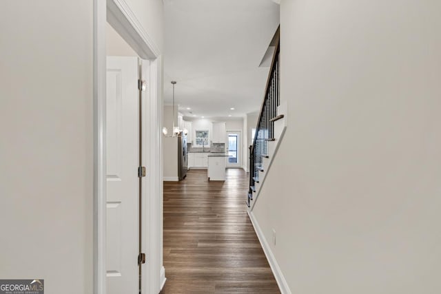 130 Magnolia Pl, Homer, GA 30547 - hall with stairs, dark wood-type flooring, and recessed lighting