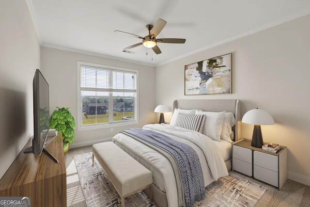 130 Magnolia Pl, Homer, GA 30547 - bedroom featuring ornamental molding, light colored carpet, and ceiling fan