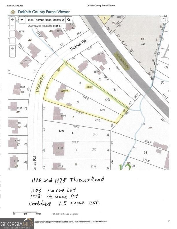 1186 Thomas Rd, Decatur, GA 30030 - map showing property parcels