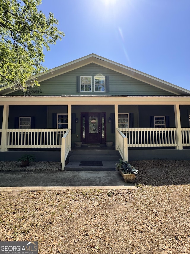 view of front facade featuring covered porch