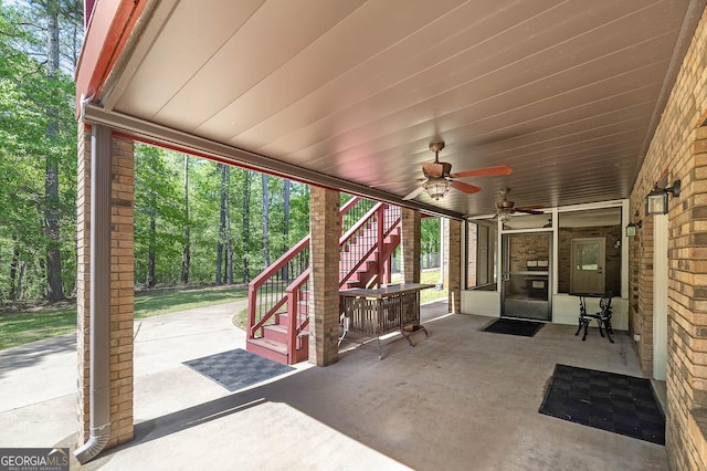 330 Noah Pl, Mcdonough, GA 30252 - view of patio with ceiling fan and stairs