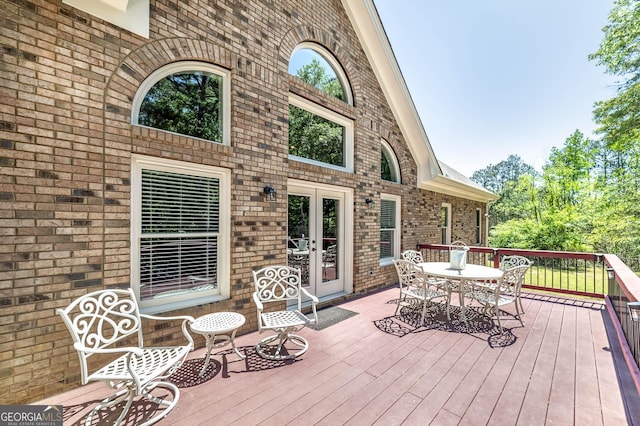 330 Noah Pl, Mcdonough, GA 30252 - wooden deck featuring french doors and outdoor dining space
