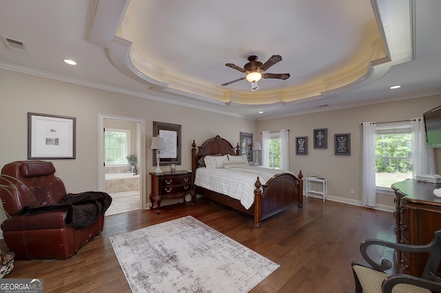 330 Noah Pl, Mcdonough, GA 30252 - bedroom featuring visible vents, multiple windows, crown molding, and a tray ceiling