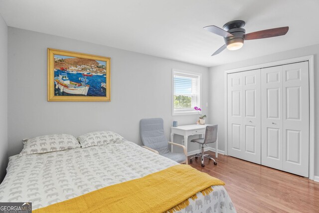 1954 Timothy Dr NE, Atlanta, GA 30329 - bedroom with multiple windows, wood finished floors, baseboards, and a ceiling fan