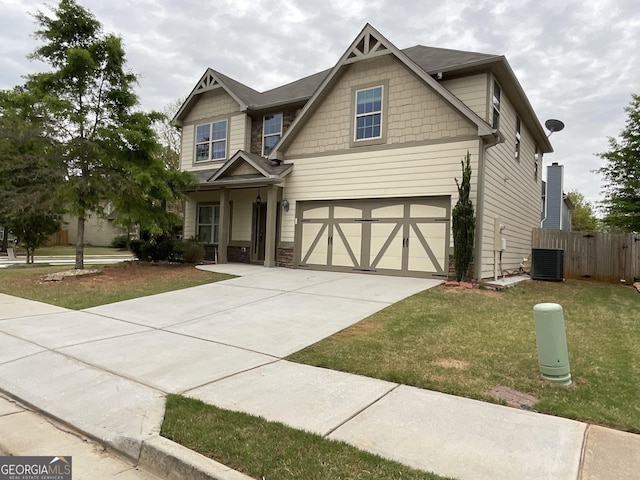 2 Hillshire Dr, Newnan, GA 30263 - craftsman inspired home with a garage, central AC, fence, a front yard, and driveway