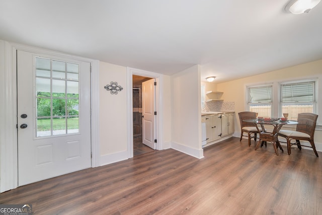 26 Walker St, Cartersville, GA 30120 - entryway featuring baseboards and dark wood-type flooring
