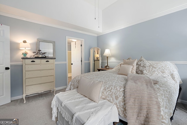 57 Glenn Eagles Way, Hiram, GA 30141 - bedroom with light carpet, high vaulted ceiling, and baseboards