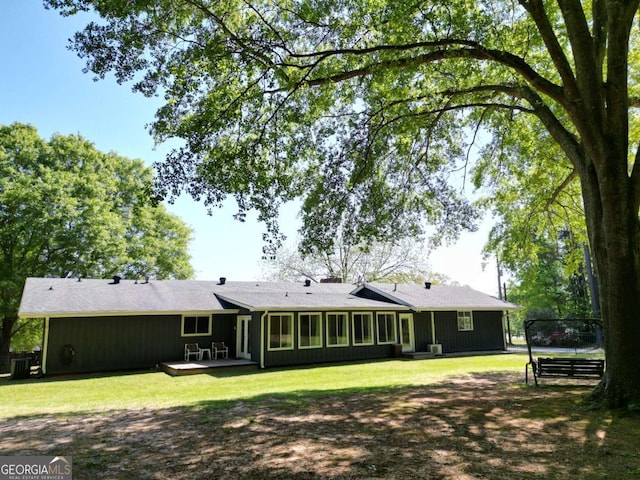 1961 Mars Hill Rd, Watkinsville, GA 30677 - rear view of property featuring a lawn, a wooden deck, and cooling unit