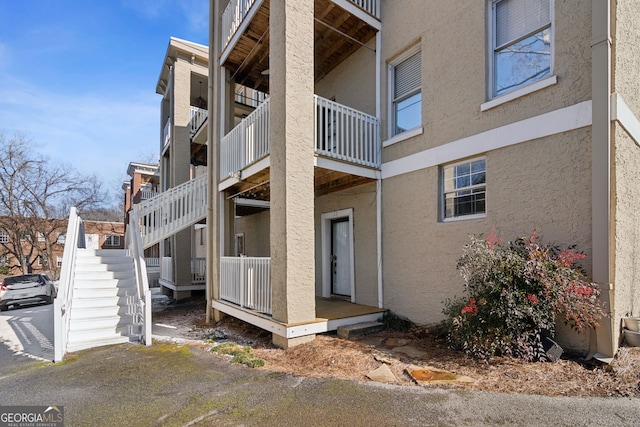 view of building exterior with stairway