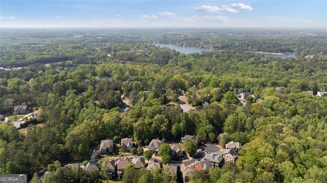 4675 Lakeway Pl, Alpharetta, GA 30005 - aerial view featuring a residential view, a wooded view, and a water view