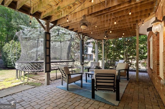4675 Lakeway Pl, Alpharetta, GA 30005 - view of patio / terrace with outdoor lounge area and a trampoline