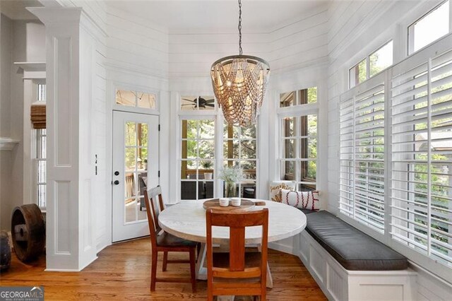 4675 Lakeway Pl, Alpharetta, GA 30005 - sunroom / solarium with french doors and a chandelier