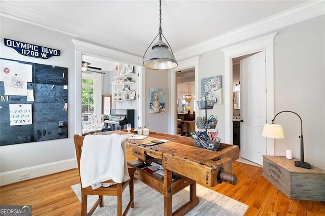 4675 Lakeway Pl, Alpharetta, GA 30005 - dining space featuring wood finished floors and ornamental molding