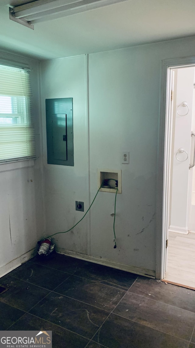 laundry room with washer hookup, electric panel, and laundry area