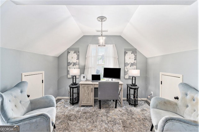 4440 Spring Mtn Ln, Powder Springs, GA 30127 - office space featuring carpet and lofted ceiling