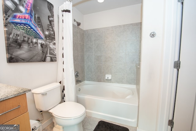 361 17th St NW Unit 1107, Atlanta, GA 30363 - bathroom with shower / bath combination with curtain, vanity, and tile patterned floors