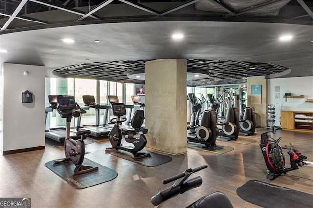 361 17th St NW Unit 1107, Atlanta, GA 30363 - gym featuring recessed lighting and a wall of windows