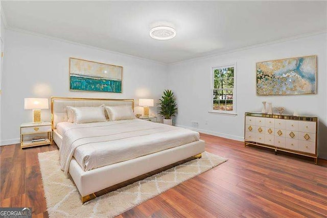 255 White Pines Dr, Alpharetta, GA 30004 - bedroom featuring wood finished floors, baseboards, and crown molding
