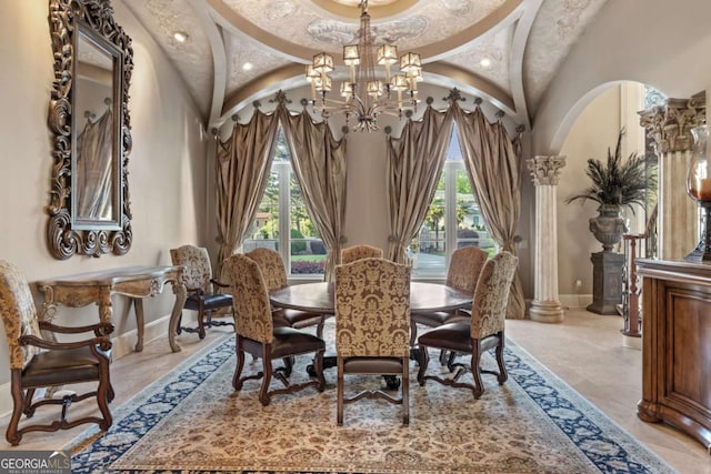 720 Heards Ferry Rd, Atlanta, GA 30328 - dining space with a chandelier, a wealth of natural light, and baseboards
