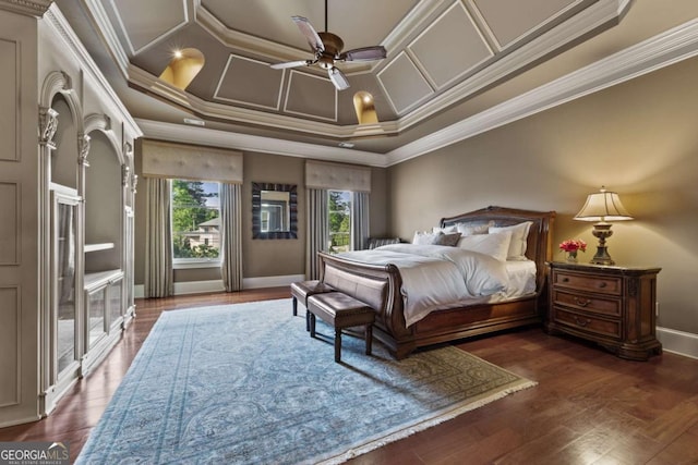 720 Heards Ferry Rd, Atlanta, GA 30328 - bedroom with baseboards, ornamental molding, and wood finished floors