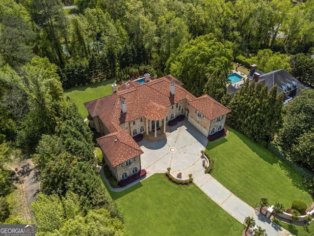 720 Heards Ferry Rd, Atlanta, GA 30328 - birds eye view of property with a wooded view