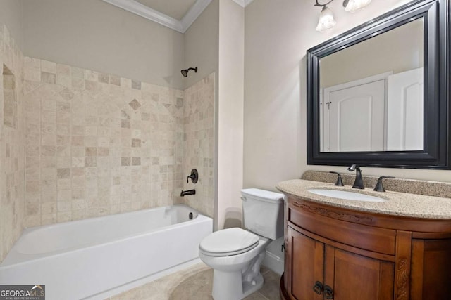 930 Riverside Rd, Roswell, GA 30075 - full bath with crown molding, vanity, shower / bath combination, and tile patterned flooring