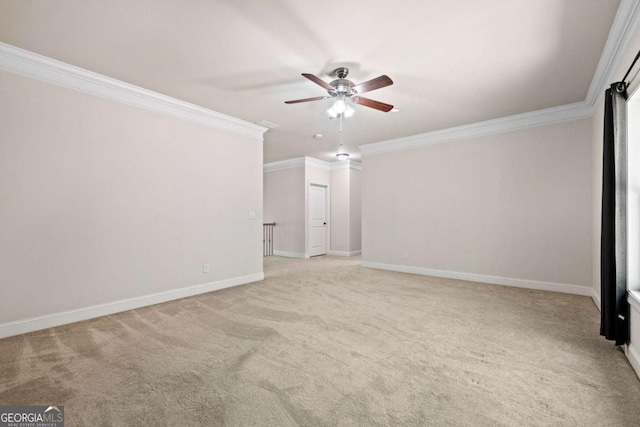 930 Riverside Rd, Roswell, GA 30075 - empty room featuring a ceiling fan, ornamental molding, and light carpet