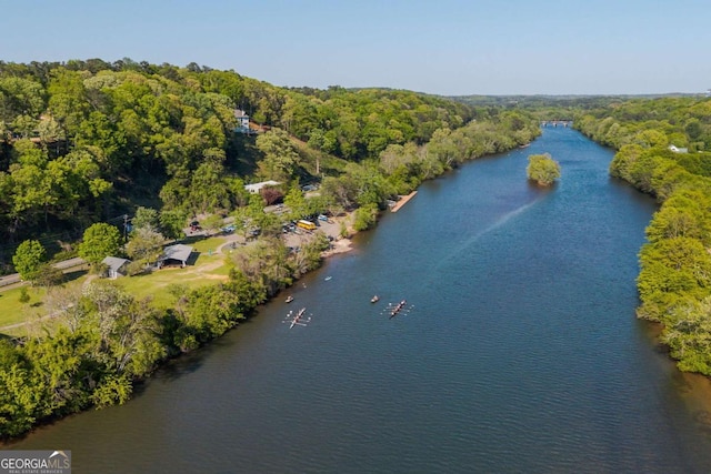 930 Riverside Rd, Roswell, GA 30075 - aerial view of a nearby body of water and a heavily wooded area