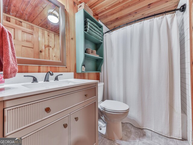 410 Whiskey Still Dr, Cleveland, GA 30528 - full bathroom with tile patterned floors, wooden ceiling, vanity, and toilet