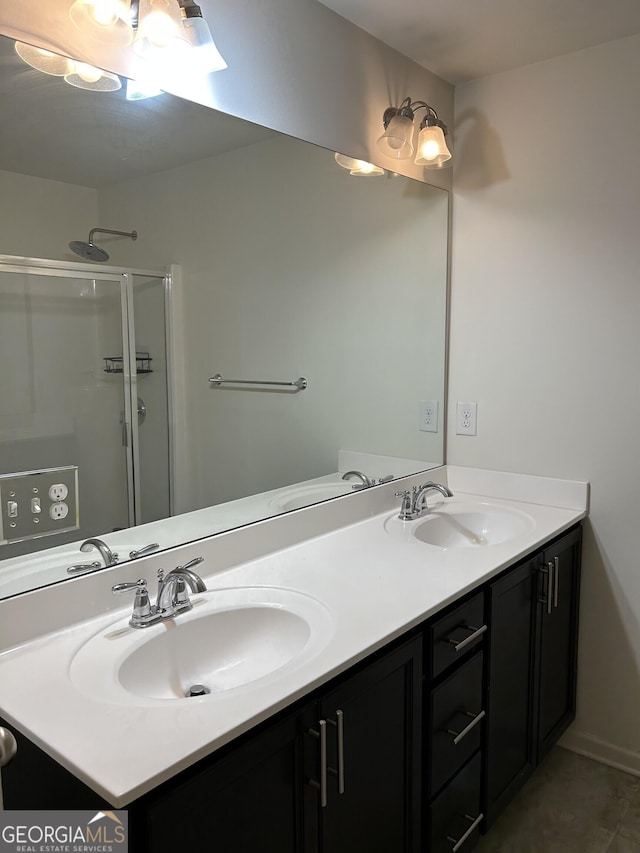 3908 Augustine Pl, Rex, GA 30273 - full bathroom featuring double vanity, a stall shower, and a sink